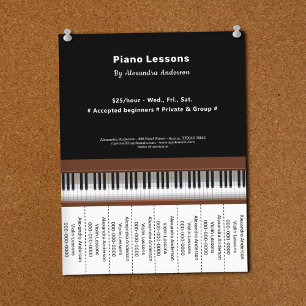 Prospectus 21,6 Cm X 24,94 Cm Dépliant à bandes détachables pour cours de piano