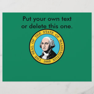 Prospectus 21,6 Cm X 24,94 Cm Dépliant avec le drapeau de Washington, États-Unis