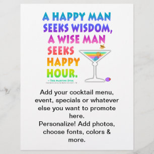 Prospectus 21,6 Cm X 24,94 Cm Dépliant de bière Happy Hour de l'homme sage