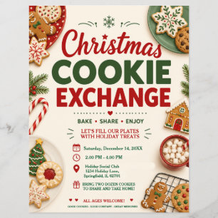 Prospectus 21,6 Cm X 24,94 Cm Dépliant d'échange de biscuits de Noël