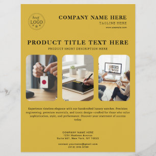 Prospectus 21,6 Cm X 24,94 Cm Dépliant personnalisé M Or pour promotions de prod
