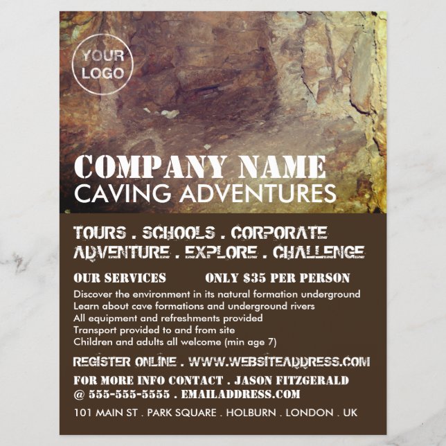 Prospectus 21,6 Cm X 24,94 Cm Dépliant publicitaire d'aventure de grotte (Devant)