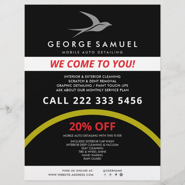 Prospectus 21,6 Cm X 24,94 Cm Détail automatique | Réparation de voiture Boutiqu (Devant)