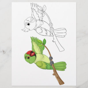 Prospectus 21,6 Cm X 24,94 Cm Deux perroquets de dessin animé sur une branche, u
