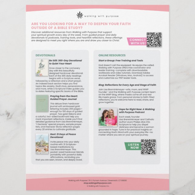 Prospectus 21,6 Cm X 24,94 Cm Dévotions et ressources en ligne Circulaire (Devant)