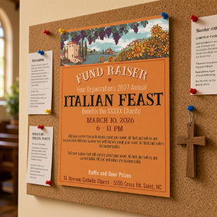 Prospectus 21,6 Cm X 24,94 Cm Dîner de charité pour une fête toscane italienne