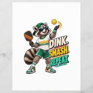 Prospectus 21,6 Cm X 24,94 Cm Dink Smash Repeat Raccoon Pickleball Poster