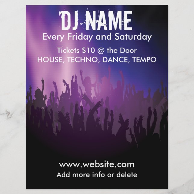Prospectus 21,6 Cm X 24,94 Cm DJ Concert Crowd Music Flyer (Devant)