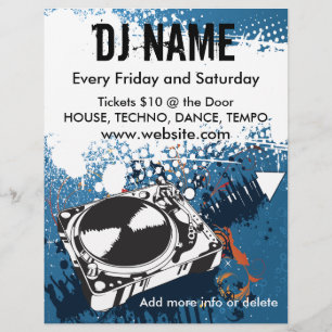 Prospectus 21,6 Cm X 24,94 Cm DJ Grunge Music Flyer