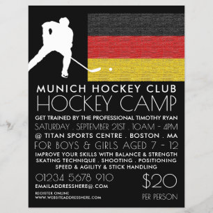 Prospectus 21,6 Cm X 24,94 Cm Drapeau allemand, joueur de hockey, flyer de publi
