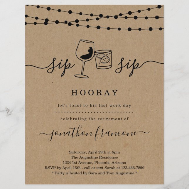 Prospectus 21,6 Cm X 24,94 Cm Drôle Retraite Invitation (Devant)