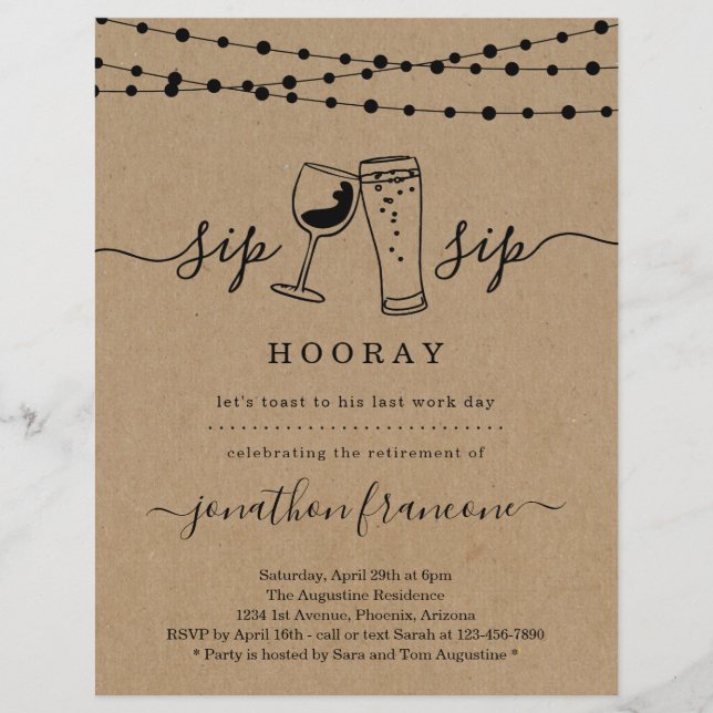 Prospectus 21,6 Cm X 24,94 Cm Drôle Retraite Invitation (Devant)