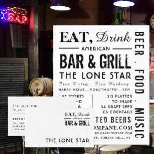 Prospectus 21,6 Cm X 24,94 Cm Eat, Boire Bar & Grill, Pub / Brasserie Publicité