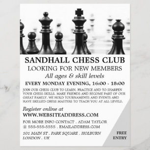Prospectus 21,6 Cm X 24,94 Cm Échecboard, Club d'échecs Circulaire publicitaire