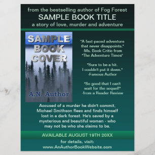 Prospectus 21,6 Cm X 24,94 Cm Écrivain Auteur Promotion Livre Couverture Vert No