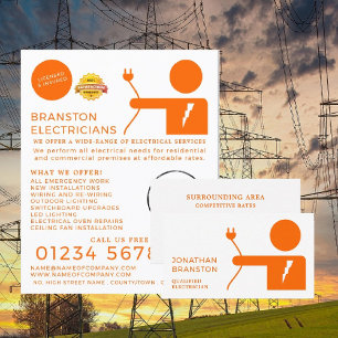 Prospectus 21,6 Cm X 24,94 Cm Electrical Man, Electrician Advertising