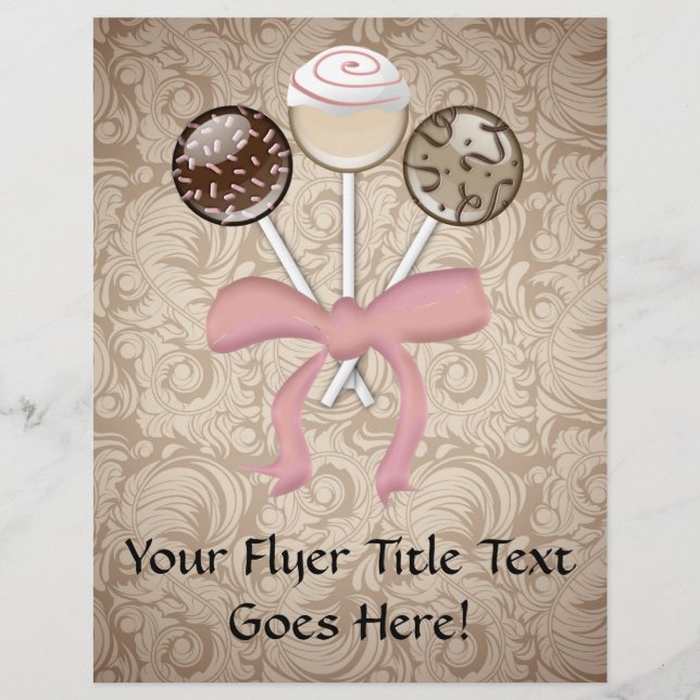 Prospectus 21,6 Cm X 24,94 Cm Élégant cacao Damask Cake Pop (Devant)