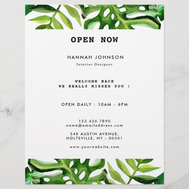 Prospectus 21,6 Cm X 24,94 Cm Elégant concepteur d'intérieur Tropical (Devant)