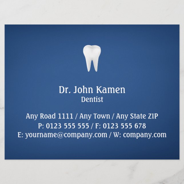 Prospectus 21,6 Cm X 24,94 Cm Élégant dentaire | Bleu (Devant)