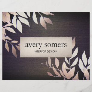 Prospectus 21,6 Cm X 24,94 Cm Elégant Feuille d'or Design d'intérieur Wood Natur