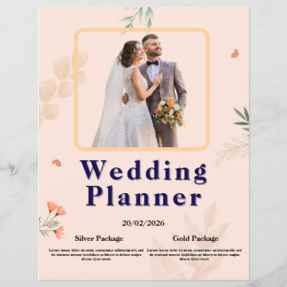 Prospectus 21,6 Cm X 24,94 Cm Élégant Flyer de Planificateur de Mariage | Desi F
