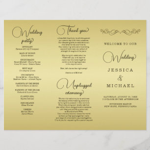 Prospectus 21,6 Cm X 24,94 Cm Elégant mariage Ornate Or Luxury