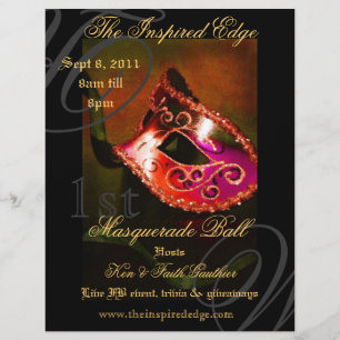 Prospectus 21,6 Cm X 24,94 Cm Elégant Red Masquerade Ball Party Événement Flyer
