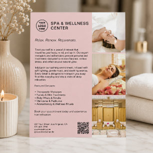 Prospectus 21,6 Cm X 24,94 Cm Élégant Spa Bien-être Rose Entreprise Promotionnel