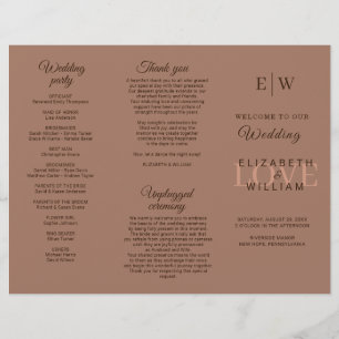 Prospectus 21,6 Cm X 24,94 Cm Elégante Mocha Mousse simple avec Mariage Monogram