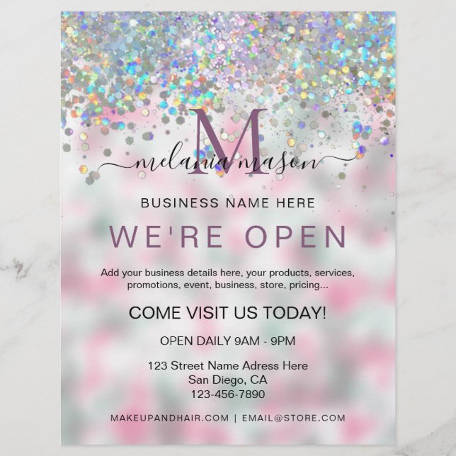 Prospectus 21,6 Cm X 24,94 Cm Elégante Parties scintillant holographique Nous so (Devant)