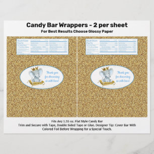 Prospectus 21,6 Cm X 24,94 Cm Eléphant d'or Prince Baby shower Candy Bar Wrapper