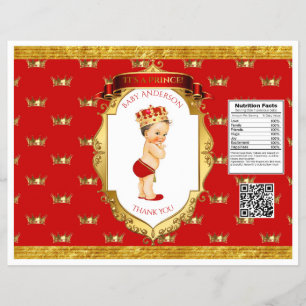 Prospectus 21,6 Cm X 24,94 Cm Emballage de sachet de chips rouge or Prince garço