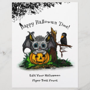 Prospectus 21,6 Cm X 24,94 Cm En attente d'Halloween, Bat mignonne et Corbeau