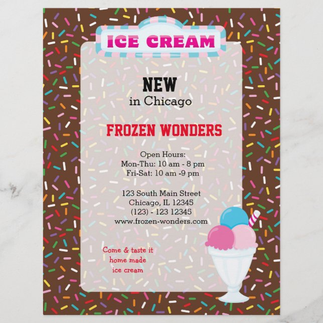Prospectus 21,6 Cm X 24,94 Cm Entreprise de glace (Devant)