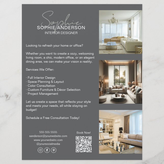 Prospectus 21,6 Cm X 24,94 Cm Entreprise moderne professionnelle Grey (Devant)