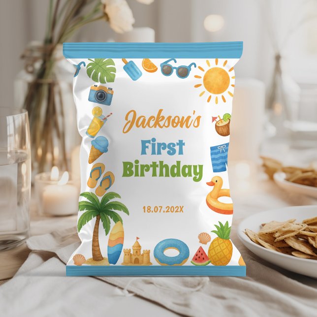 Prospectus 21,6 Cm X 24,94 Cm Été Plage Anniversaire Fête Sac à Chip (Créateur téléchargé)