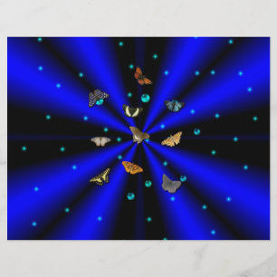 Prospectus 21,6 Cm X 24,94 Cm Étoiles, perles et papillon sur noir et bleu