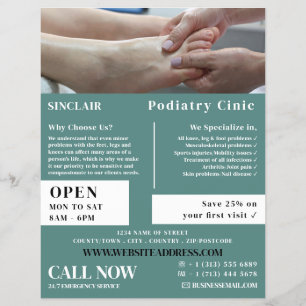 Prospectus 21,6 Cm X 24,94 Cm Examen des pieds portrait, Clinique de podologie, 