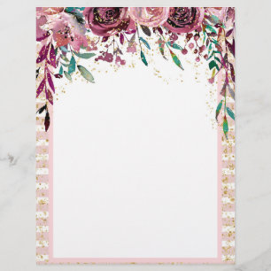Prospectus 21,6 Cm X 24,94 Cm Fard & Floral Burgundy Goutte & Confettis Dorés