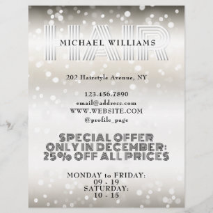 Prospectus 21,6 Cm X 24,94 Cm Faux glittery brillant salon de cheveux flyer