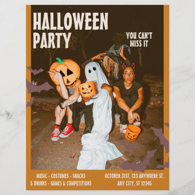 Prospectus 21,6 Cm X 24,94 Cm Fête d'Halloween Costume, Halloween modifiable Vin (Devant)