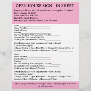 Prospectus 21,6 Cm X 24,94 Cm Feuille d'ouverture de session - Réalisateur rose