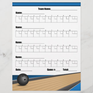 Prospectus 21,6 Cm X 24,94 Cm Feuilles de notes de Bowling Blue Team