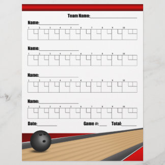 Prospectus 21,6 Cm X 24,94 Cm Feuilles de résultats de bowling Red Team