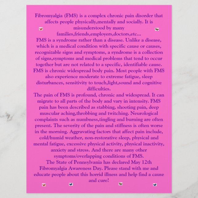 Prospectus 21,6 Cm X 24,94 Cm Fibromyalgie Papillons Circulaire (Devant)