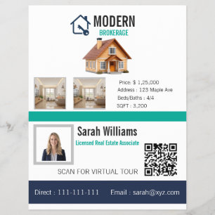 Prospectus 21,6 Cm X 24,94 Cm Fiche descriptive de bien immobilier moderne Flyer