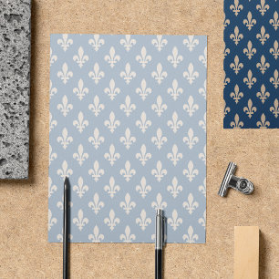 Prospectus 21,6 Cm X 24,94 Cm Fleur de Lis Motif, française, royale, crème, bleu