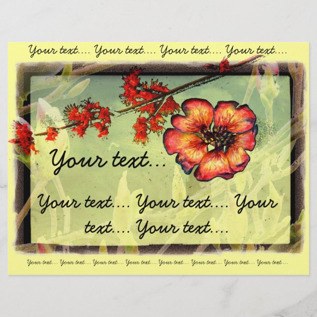 Prospectus 21,6 Cm X 24,94 Cm Fleurs rouges (Devant)