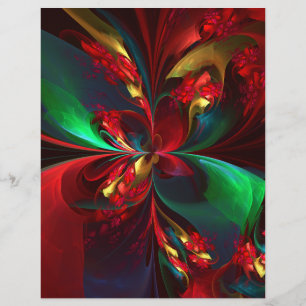 Prospectus 21,6 Cm X 24,94 Cm Floral moderne Art Abstrait Rouge Vert Motif #11