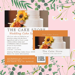 Prospectus 21,6 Cm X 24,94 Cm Floral Wedding Cake, Cakery/Cake Store Advertising